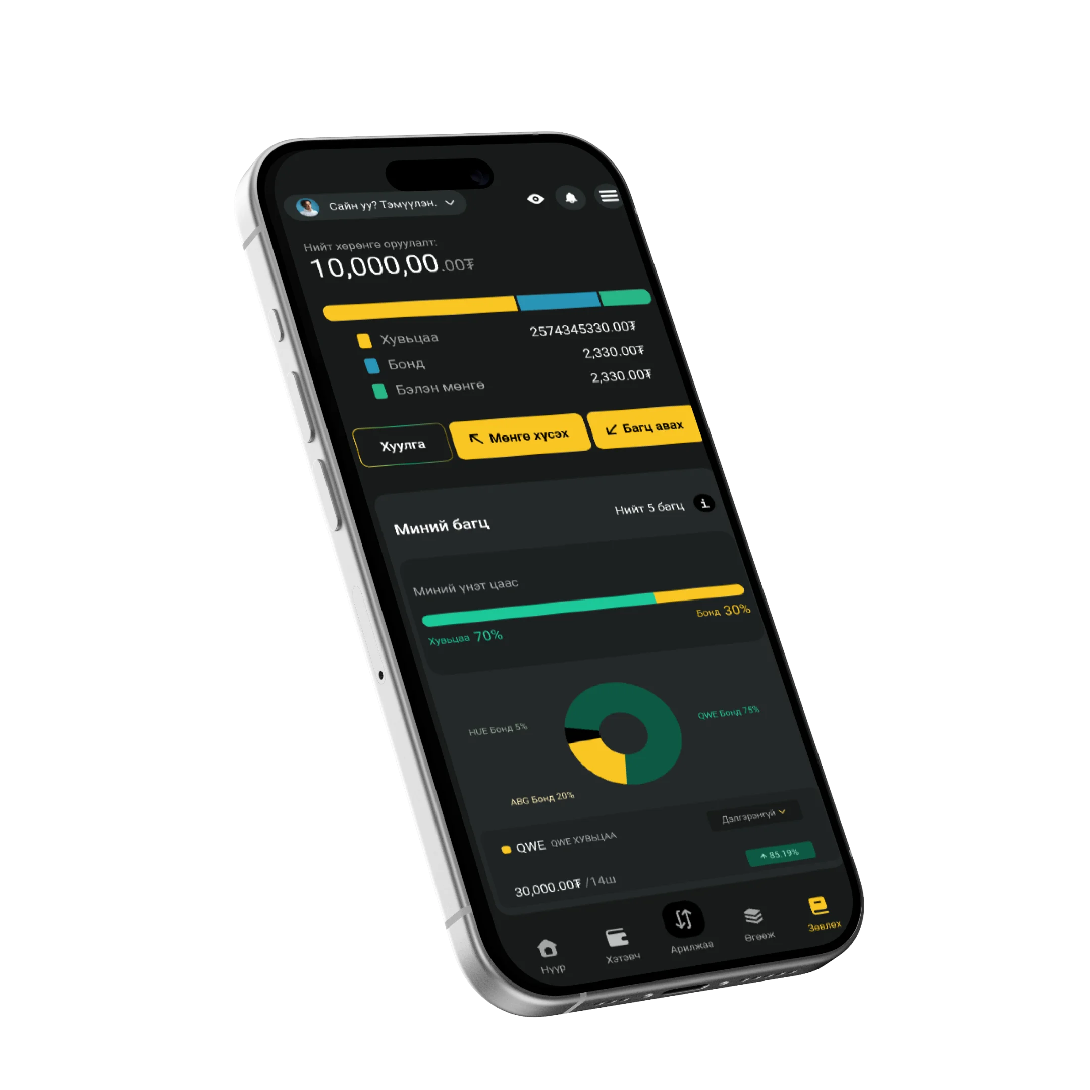 InvestX апп дэлгэц