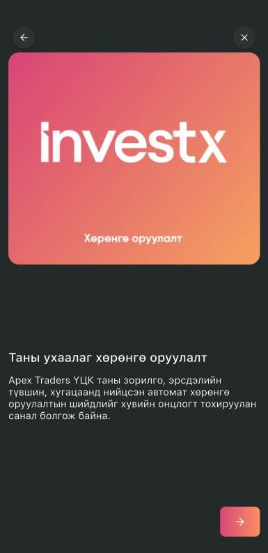 InvestX IPS асуулга эхлэх дэлгэц